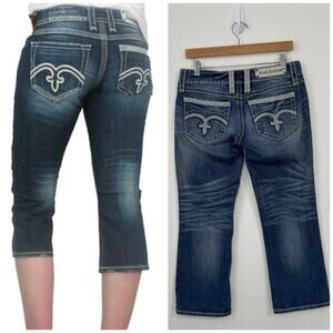 Rock Revival Alanis Capri Jeans Size 29 Blue Medium Wash Low Rise Western